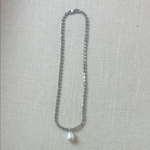 J. Crew Silver Necklace with Pearl Pendant